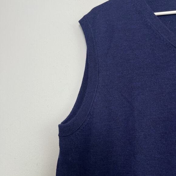 Toscano Firenze Men's Merino Wool Vest Sweater Sz XL Navy Blue Office Preppy - Picture 4 of 11